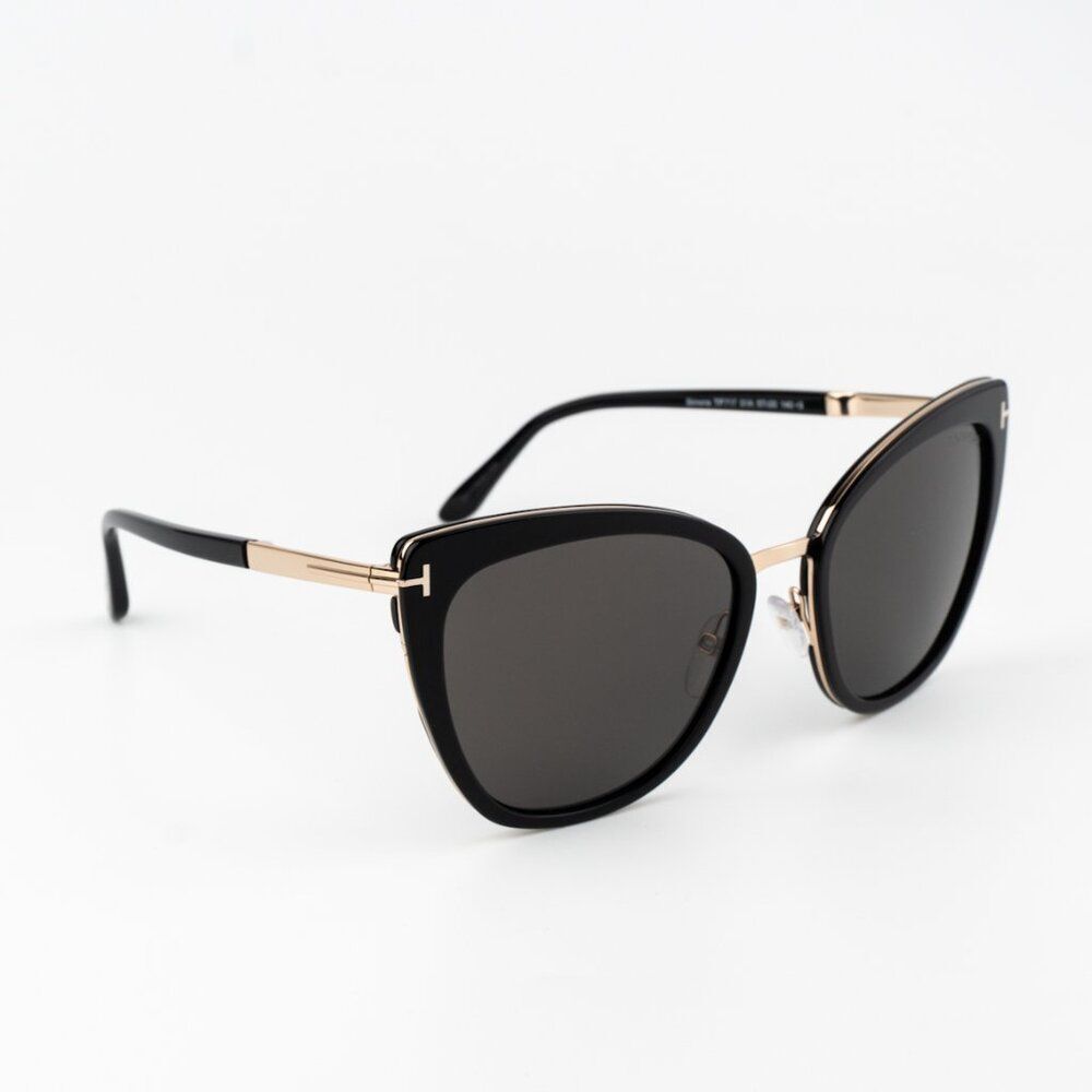 Tom Ford SIMONA Women Sunglasses Black Gold Smoke Semi Cat Eye FT0717 01A NEW - Picture 10 of 12